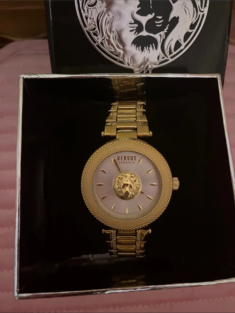 Versus Versace Gold-Tone Lion Head Bracelet Watch
